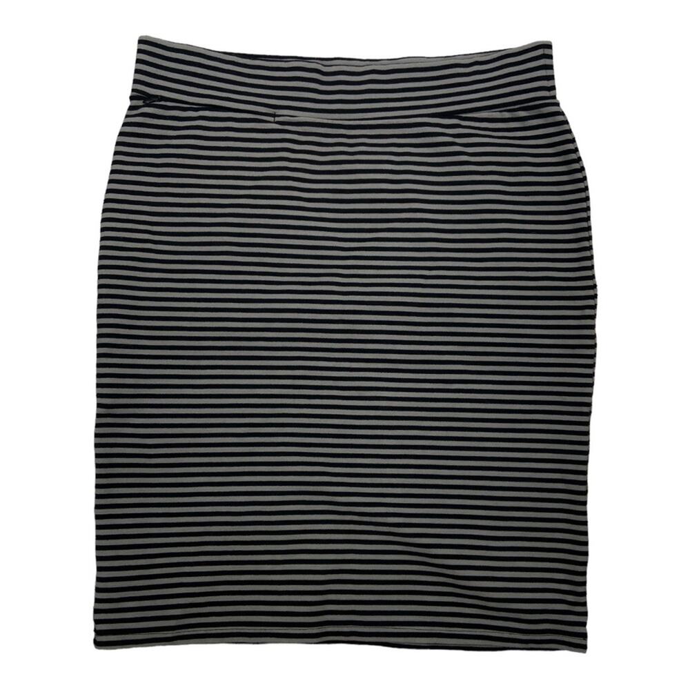 Toad & Co Paseo Pencil Skirt Stretch‎ Gray and Black Strip Medium